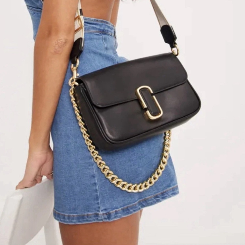 New Marc Jacobs J Marc Leather Crossbody Shoulder Bag Black Convertible